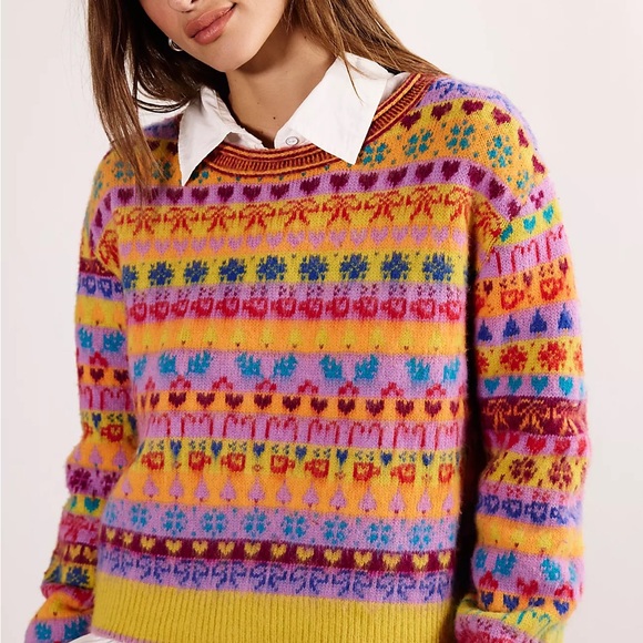 NWT- Free People Multicolor Knit wool Sweater brand new - Picture 11 of 16